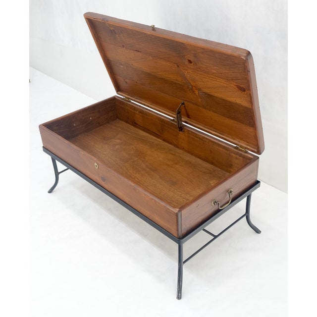 Vintage Hope Chest Storage Box on Metal Frame Box For Sale - Image 10 of 15