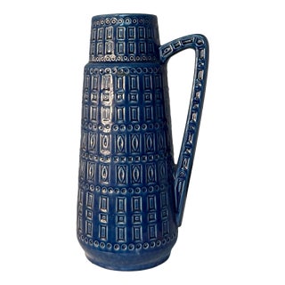 Large Pottery Model 416 Inka Blue Floor Vase from Kreuz Ceramics, West Germany For Sale