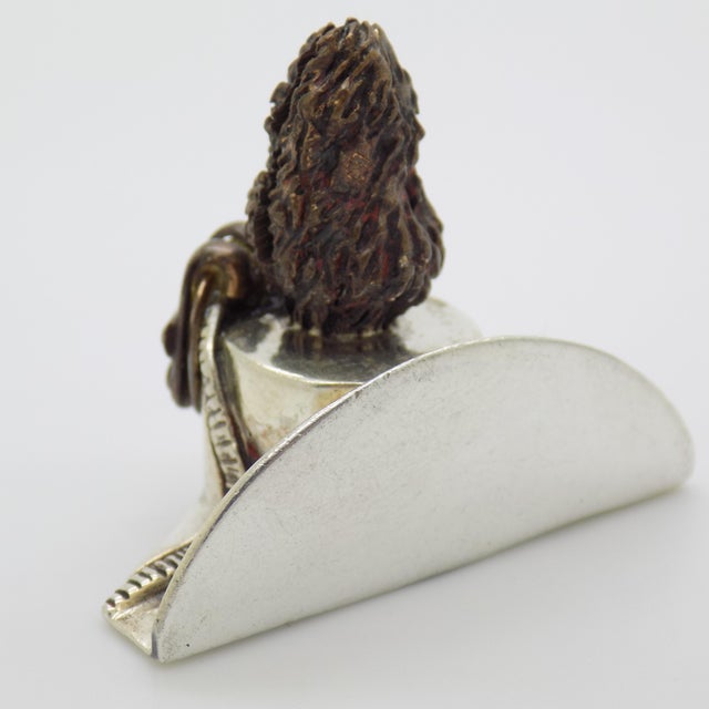 Vintage Italian Handmade Genuine Silver and Brass Elements Saturno Branded Italian Police Carabinieri Hat Figurine Miniature Table Place Card Holder For Sale - Image 6 of 10