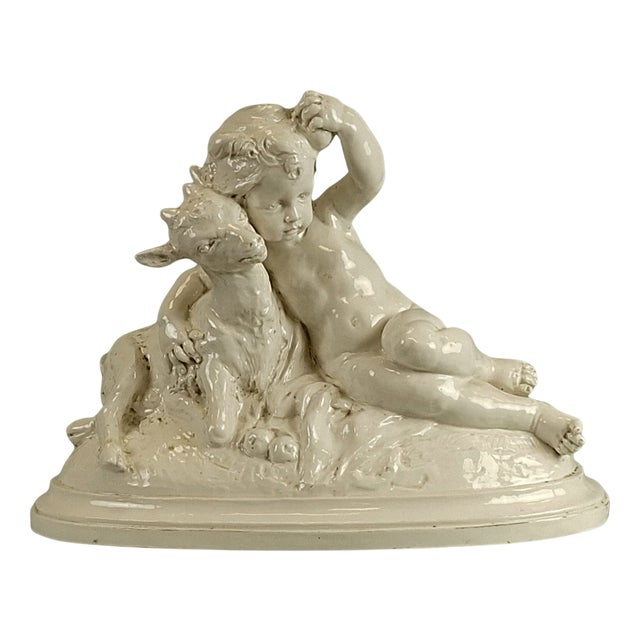Antique Ceramic Sculpture by Badessi for Capodimonte, 19th Century For Sale