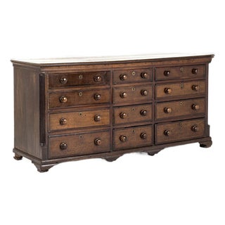 Large Bank of Georgian Oak Drawers For Sale