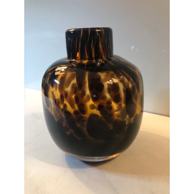 Mid-Century Modern 1970s Tortoise Handblown Murano Style Bud Vase For Sale - Image 3 of 7