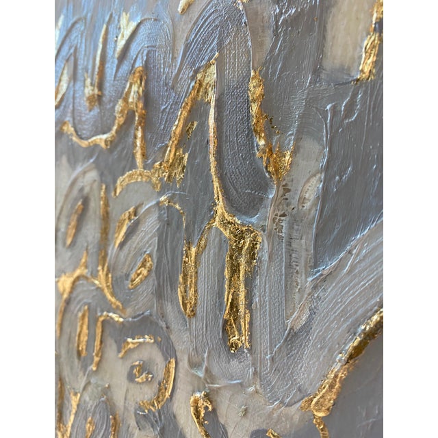 Christina Major Oil on Canvas of Jackie O with Gold Leaf 49 x 51 2021 For Sale In West Palm - Image 6 of 12