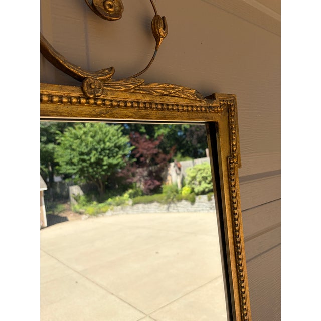 Early 20th-Century Adam Style Giltwood Mirror With Foliate Crest For Sale In South Bend - Image 6 of 16