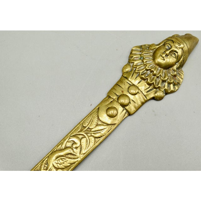 Metal Antique English Brass Pierrot Paper Knife Letter Opener For Sale - Image 7 of 8