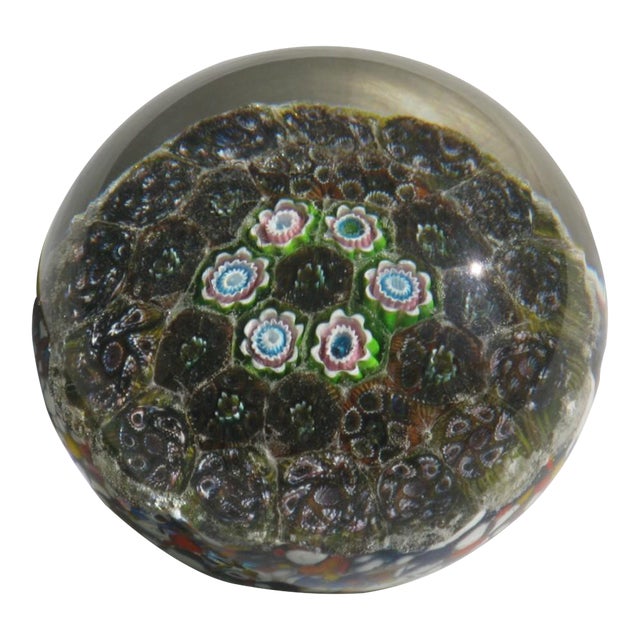 Paperweight Vintage Millefiori Art Glass Hand Made For Sale