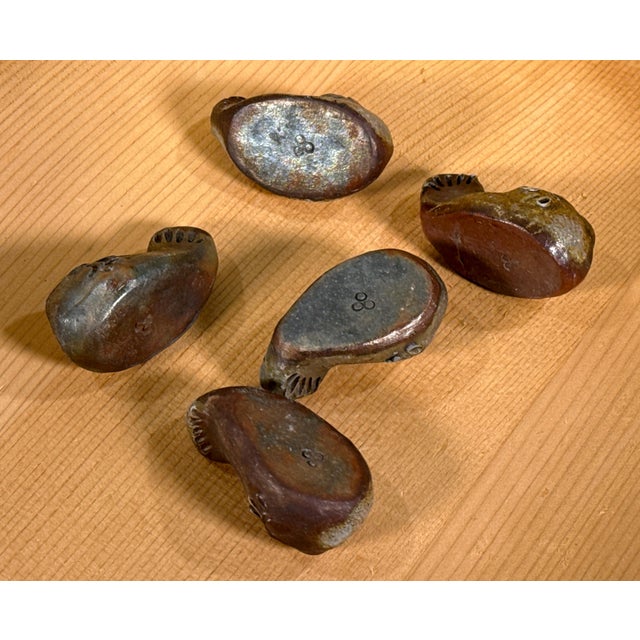 Mid 20th Century Japanese Ceramic Fugu Pufferfish Chopstick Rests - Set of 5 For Sale - Image 5 of 5