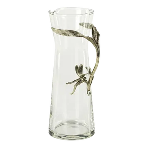 Dragonfly on Stalk Pewter & Glass Pitcher