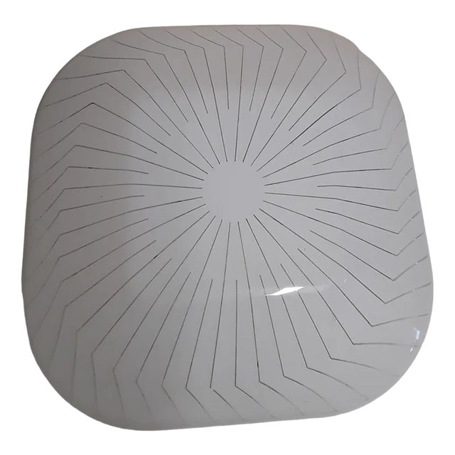 Vintage Ceiling Lamp with White Plastic Mounting and Plastic Screen, 1980s For Sale