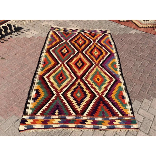 Vintage Bohemian Style Kilim Rug - 56" X 95" For Sale - Image 10 of 10
