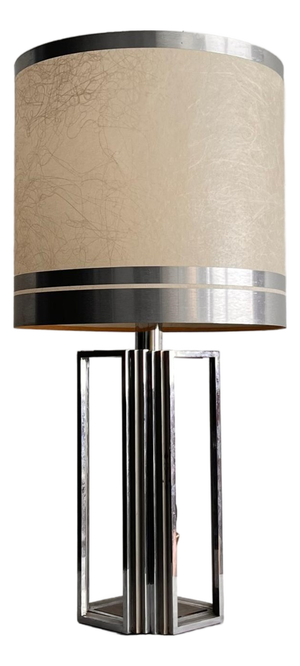 Italian Sculptural Table Lamp in Chromed Metal, 1970s
