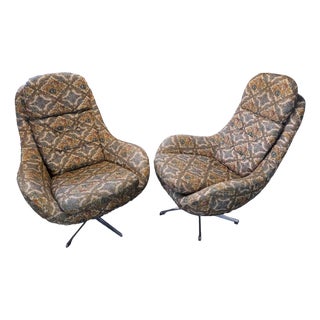 Vintage High-Back Swivel Chairs from Up Závody, 1960s, Set of 2 For Sale