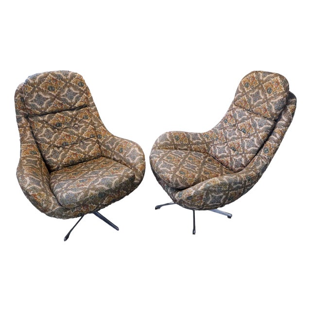 Vintage High-Back Swivel Chairs from Up Závody, 1960s, Set of 2 For Sale