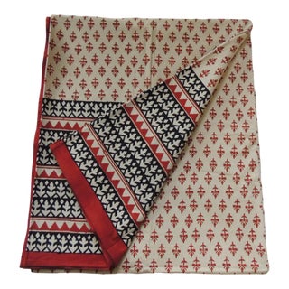 Black and Rust Hand-Blocked Indian Coverlet For Sale