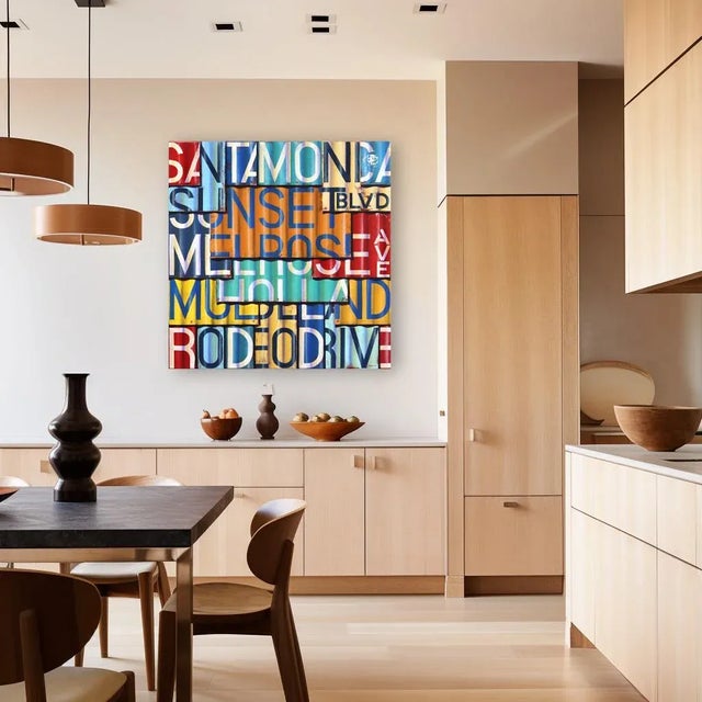 Blue Mulholland Drive - Photorealistic Oil and Enamel Colorful Painting on Canvas Original Artwork by Ross Tamlin For Sale - Image 8 of 9