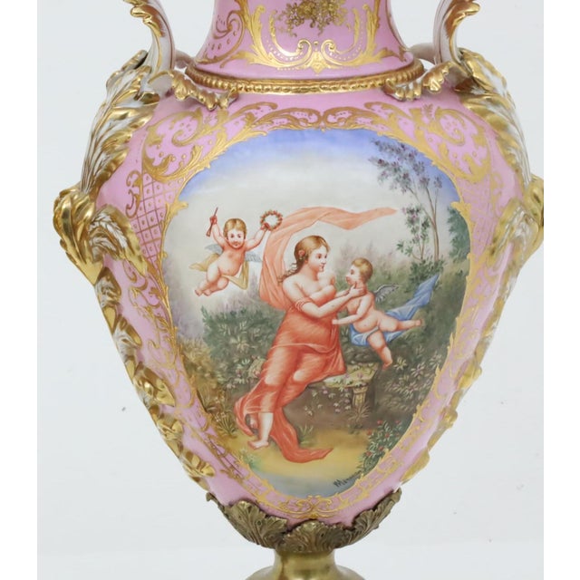 Impressive 19th Century French Sèvres Style Ormolu Mounted Porcelain Covered Urn For Sale - Image 13 of 14