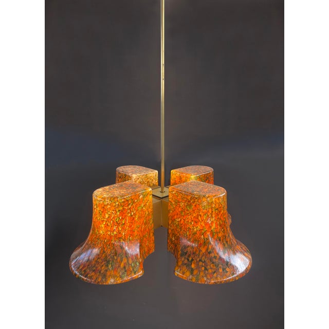 Large chandelier from art glass with a distinct vibe of tiffany and art deco. by peill & putzler around 1970. 4-light...