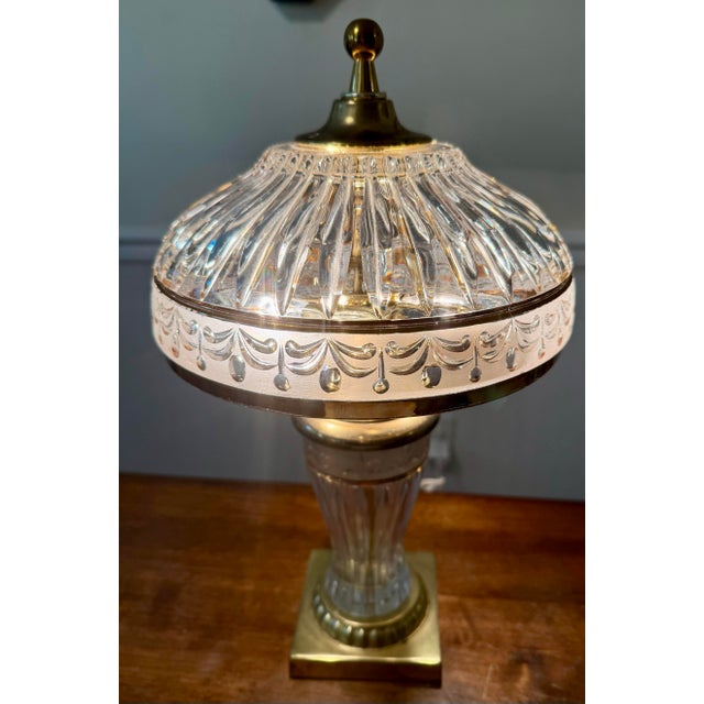 Mid 20th Century Hollywood Regency Cut Crystal Boudoir Lamp For Sale - Image 6 of 12
