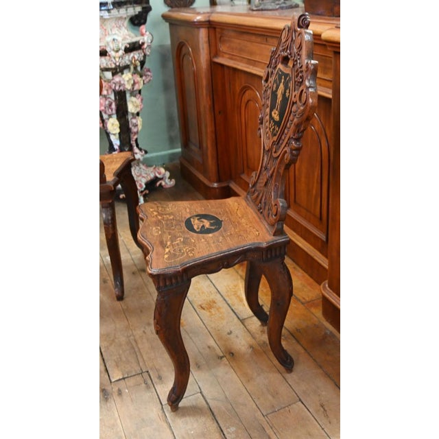 Set of Black Forest Hall Chairs in Carved Walnut, 1840s For Sale - Image 6 of 8