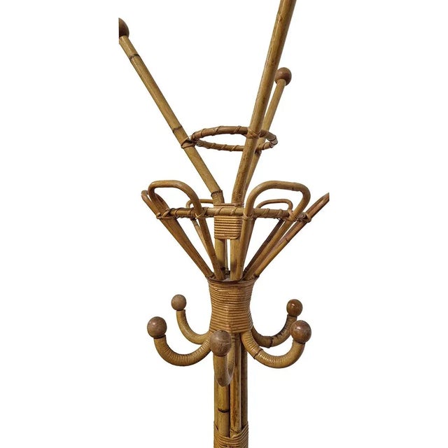 Bamboo and Rattan Coat Hanger, 1950s For Sale - Image 6 of 7