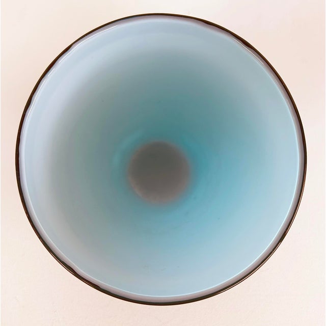 Late 20th Century Murano Tiffany Blue Cased Glass to Clear Vase For Sale - Image 4 of 6