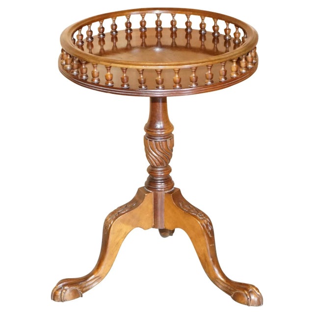 Regency Style Flamed Hardwood Gallery Rail Side Table with Claw & Ball Feet For Sale - Image 11 of 11