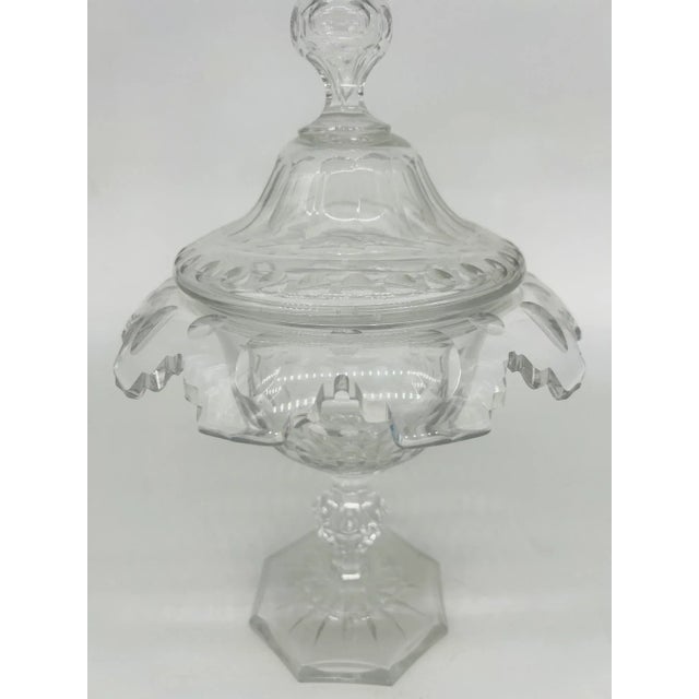 Antique Anglo-Irish Cut Crystal Lidded Urn For Sale - Image 4 of 11