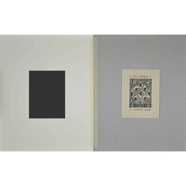 Ex Libris For Giorgio Balbi, realized by Giulio Cesari, 1912. Woodcut, sheet 11 x 8 cm. It includes passepartout, 30 x 24...