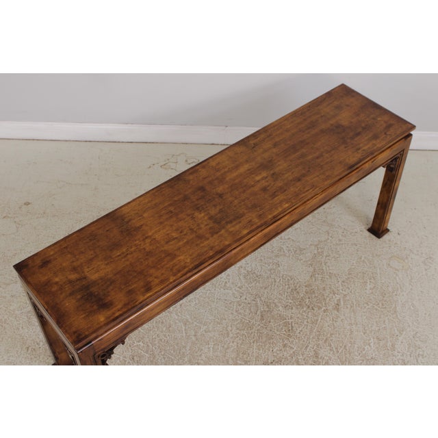 Walnut Finish Long Alter Sofa Table Console For Sale - Image 4 of 13