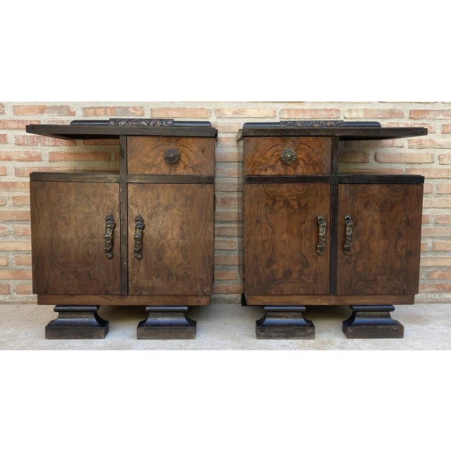 Art Deco Nightstands with Ebonized Base, 1930, Set of 2 For Sale - Image 17 of 17