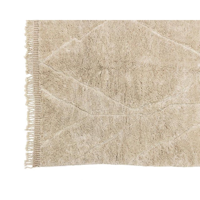 Beige Oversize Asymmetrical Diamond Hand-Knotted Wool Rug | 12'9" X 10'5" | One of a Kind For Sale - Image 8 of 8