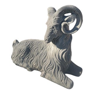 Cast Stone Recumbent Ram Garden Sculpture For Sale