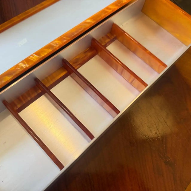 1970s 1970s Mid-Century Modern Aluminum, Faux Tortoiseshell Lucite Italian Jewelry Box For Sale - Image 5 of 12