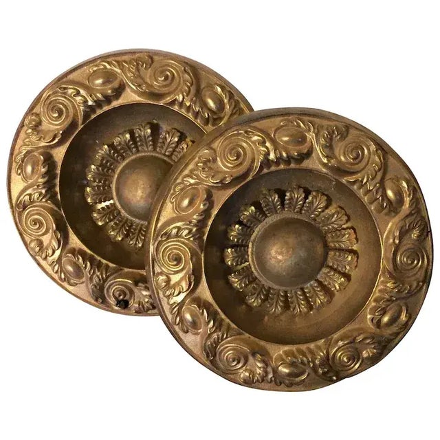 Antique 19th Century American Federal Empire Gilt Spun Brass Drapery Tie Backs - A Pair For Sale - Image 10 of 13