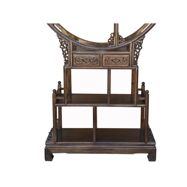 Chinoiserie Chinese Round Top Tower Shape Display Curio Cabinet Room Divider For Sale - Image 3 of 8