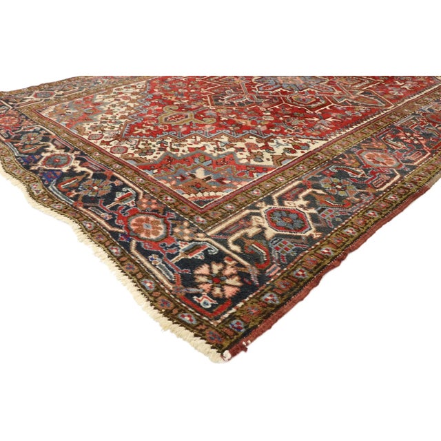 Antique Persian Heriz Rug with Modern Federal Style 06'03 x 09'00. With timeless appeal, refined colors, and architectural...