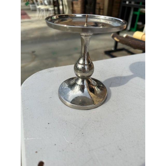 Mid-Century Modern 1970s Silver Candle Holder For Sale - Image 3 of 6