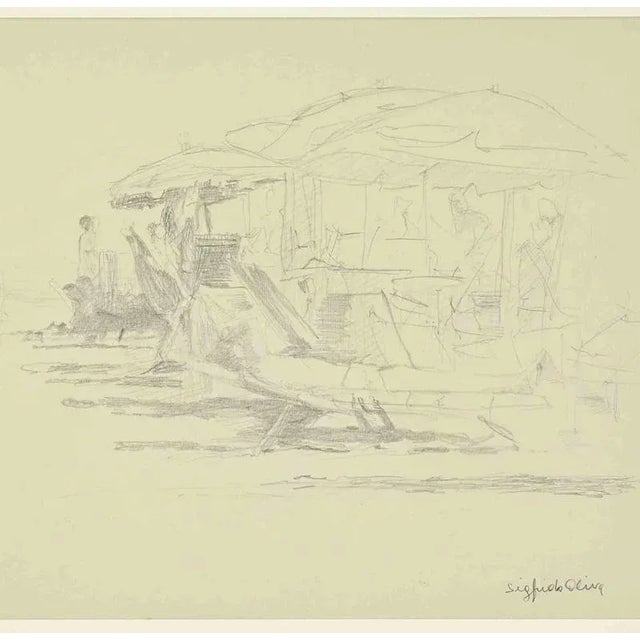 Pencil drawing realized by Sigfrido Oliva in 1980s. Hand signed. Includes a contemporary wooden frame cm. 53.5x43.5. This...