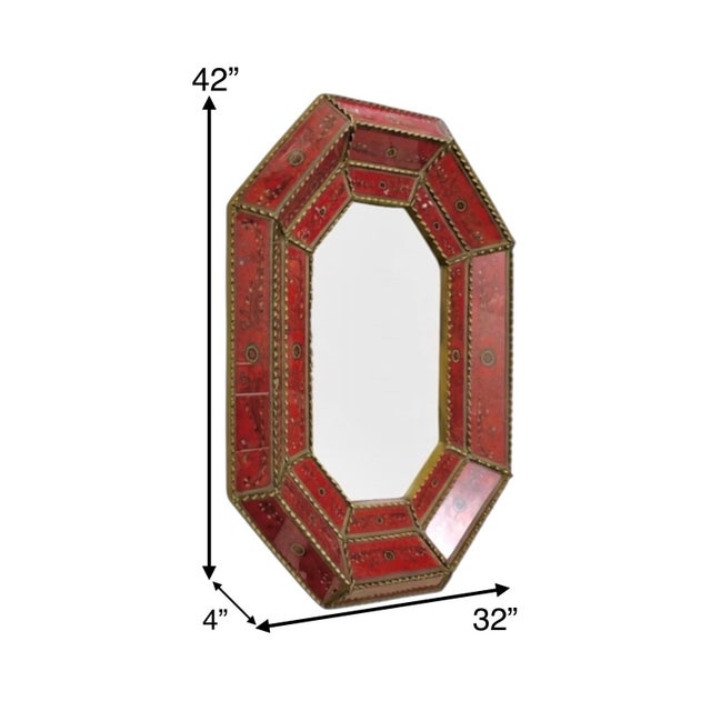 This product is a large reverse hand-painted acrylic octagon mirror featuring a beautiful floral motif as wall decor. The...
