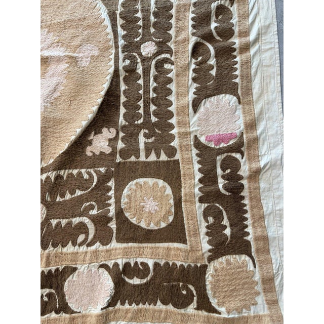 Vintage Embroidery Suzani from Central Asian, circa 1960s era. Dimension; 51'' x 55'' inches / 129 x 140 cm / 4'3'' x...