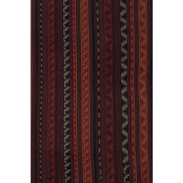 Vintage Persian Kilim, Tribal Geometric Stripes in Warm Red Tones - Rug & Kilim For Sale In New York - Image 6 of 7