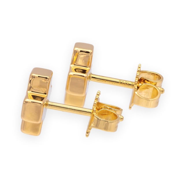 Tiffany and Co. Mid 20th Century Pair of Tiffany & Co. Vintage 18k Yellow Gold Swiss Cross Studs Earrings 7.8mm X 2.6mm For Sale - Image 4 of 10
