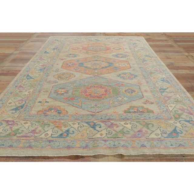 Grandmillenial Colorful Oushak Rug - 5'10 X 9'02 For Sale - Image 10 of 11