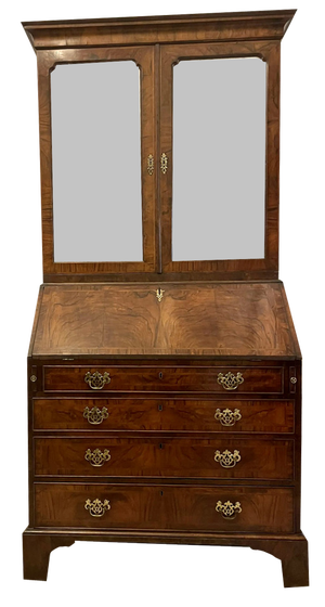 Antique George I Figured Walnut Bureau Bookcase, 1720