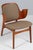 Hans Olsen lounge chair with frame of oak. Back of teak. Seat new upholstered with wool fabric. Model 107, made by Bramin....