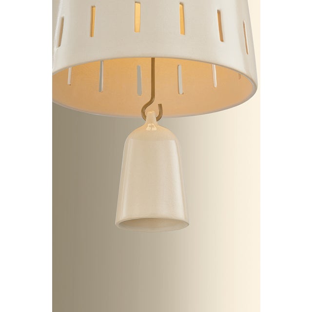 2020s Hudson Valley Lighting Omi 9 in. 1 Light Pendant in Patina Brass and Ceramic Ivory Crackle Finish For Sale - Image 5 of 8