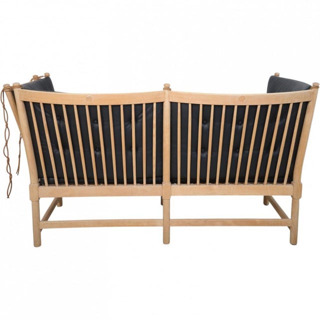 Spoke Back Sofa in Beech and Black Leather by Børge Mogensen, 1963 For Sale - Image 15 of 18