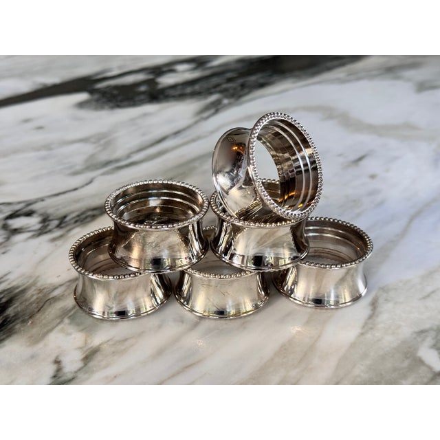 Metal Silver Plated Vintage Napkin Rings - Set of 6 For Sale - Image 7 of 9
