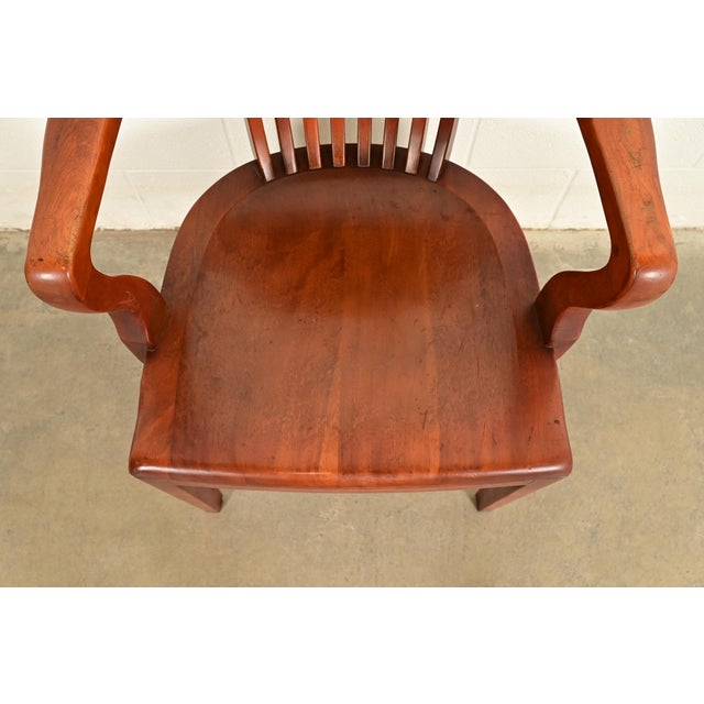 Wood B. L. Marble Chair Co. Antique Mission Arts & Crafts Walnut Banker's Chair, Circa 1910 For Sale - Image 7 of 14