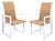 Pair of Danny Ho Fong Style Wood and Woven Rattan Arm Chairs For Sale